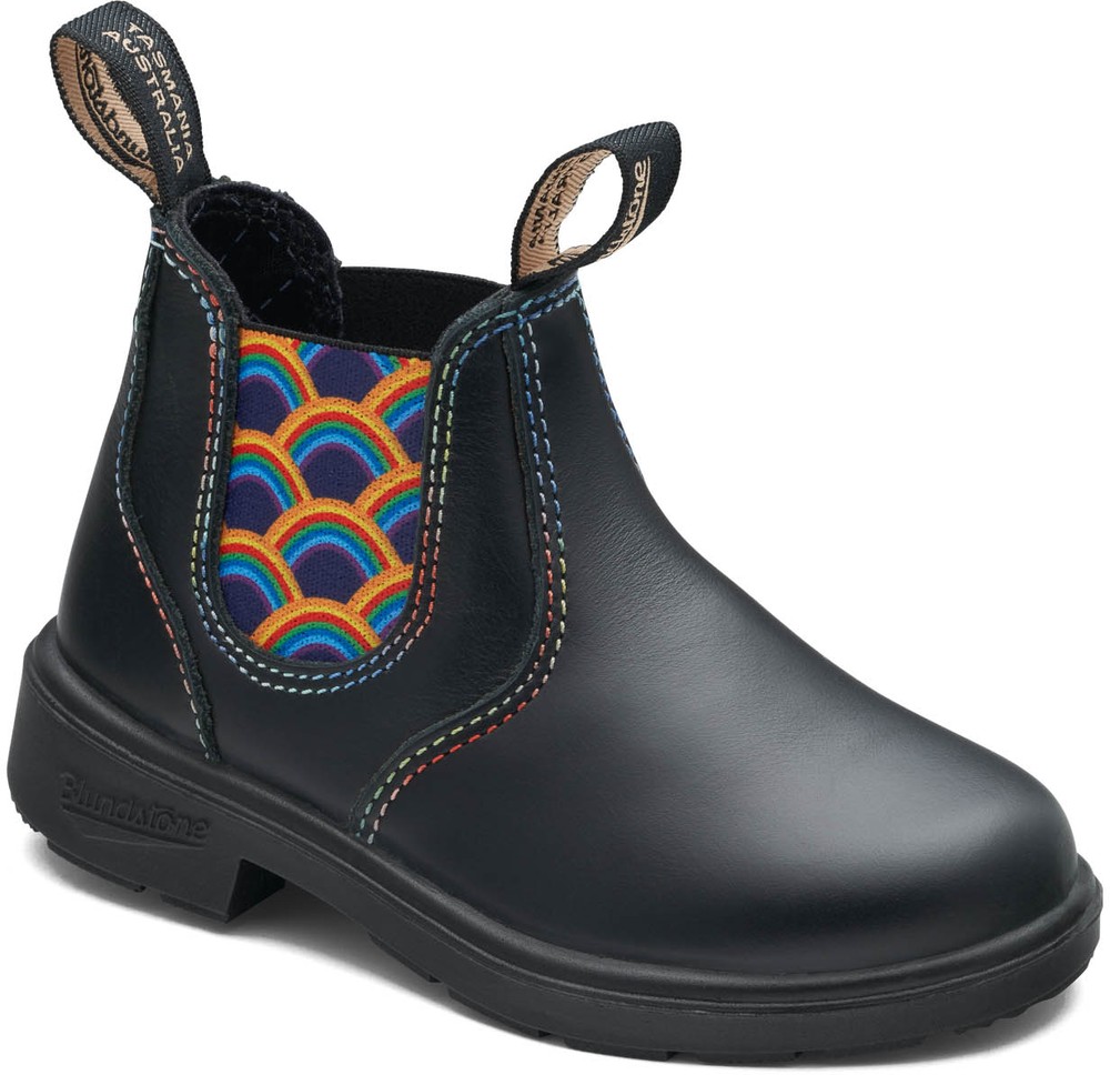 Blundstone Kids Stiefel Boots 2254 Black Leather with Rainbow