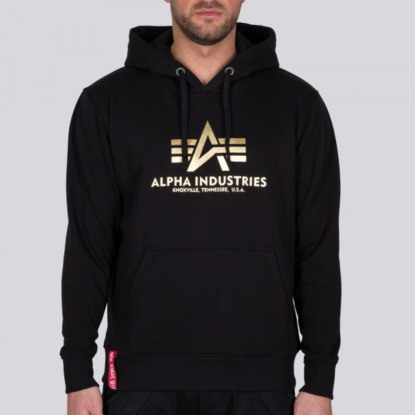 Alpha Industries Basic Hoody Foil Print Black/Yellow Gold