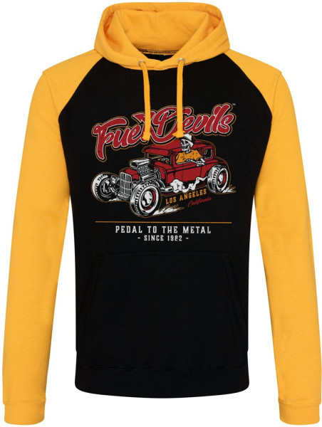 Fuel Devils Pedal To The Metal Baseball Hoodie Black-Yellow