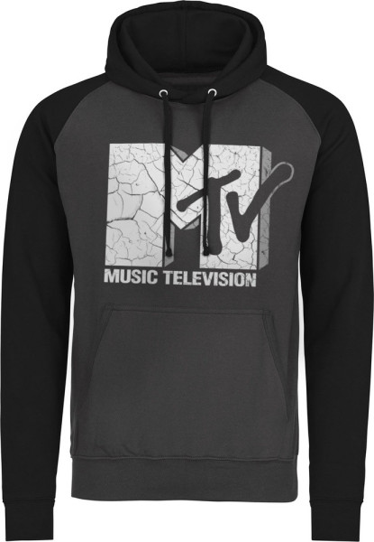 MTV Cracked Logo Baseball Hoodie Dark-Grey-Black